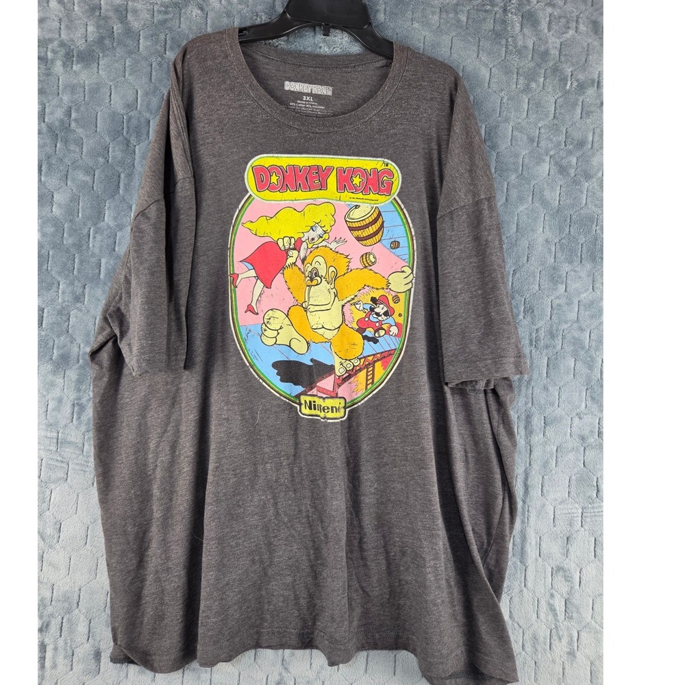 Nintendo Donkey Kong Retro Arcade Graphic T-Shirt Mens 3XL Heather Charcoal Grey